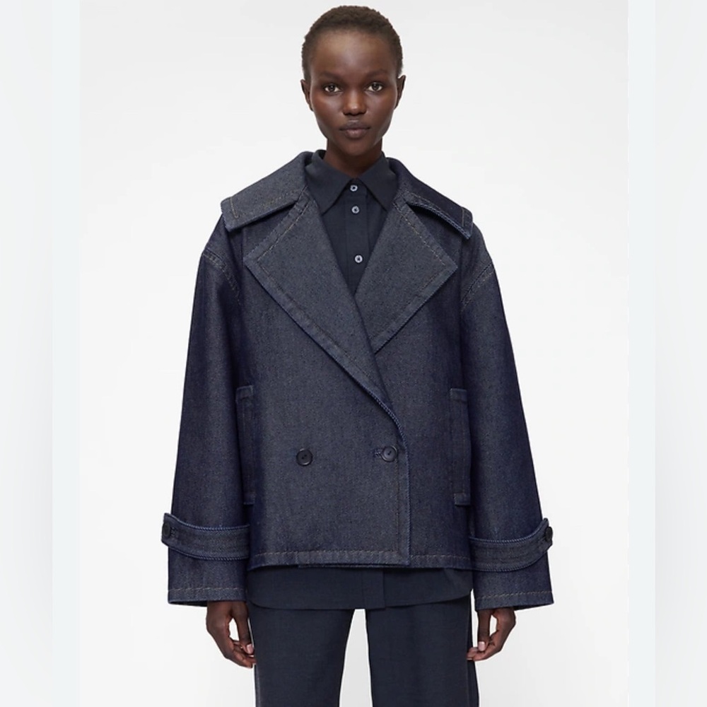 NEW GapStudio Denim Cocoon Coat SIZE XS dark blue peacoat